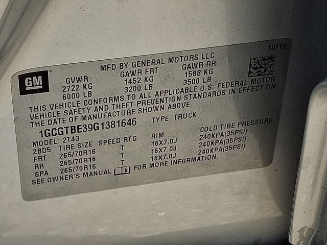 2016 Chevrolet Colorado Work Truck