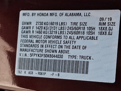 2019 Honda Ridgeline RTL